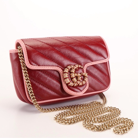 Gucci Super Mini Torchon Bag in Azalea Calfskin Diagonal Leather - Picture 3 of 7